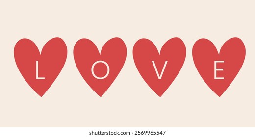 Set of Happy Valentine's day , heart and Love Minimalist Art , pink gradient