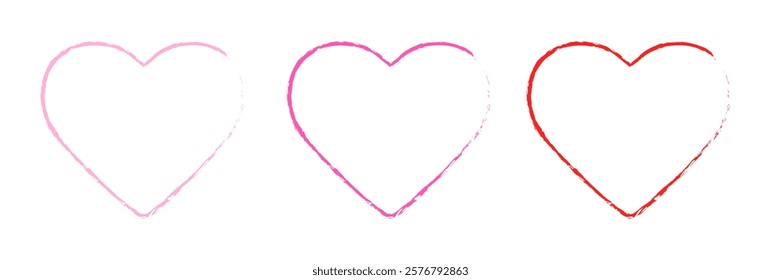 Set of Happy Valentine's day , heart and Love Minimalist Art , pink gradient	
