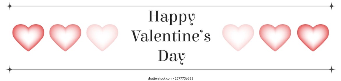 Set of Happy Valentine's day , heart and Love Minimalist Art , pink gradient	
