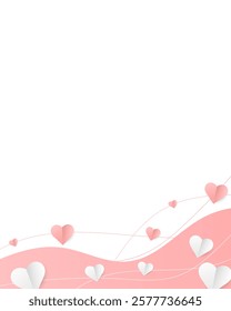 Set of Happy Valentine's day , heart and Love Minimalist Art , pink gradient	
