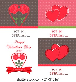 Set of  Happy Valentine's Day Lettering Greeting Cards
