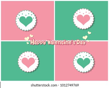 Set of Happy Valentine's Day Love Symbol Heart On Color Background. holiday and decoration element. Vector illustration