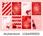 Set of Happy Valentine's Day posters. Vector illustration with realistic Valentine's Day attributes and symbols. Brochures design for promo flyers or covers in A4 format size.