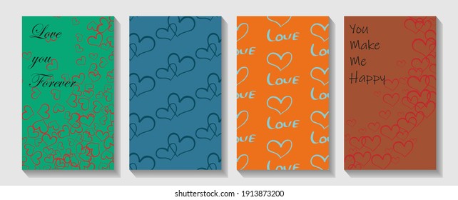 Set of Happy Valentine's Day posters. Vector illustration with realistic Valentine's Day attributes and symbols. Valentin`s Day card with hearts