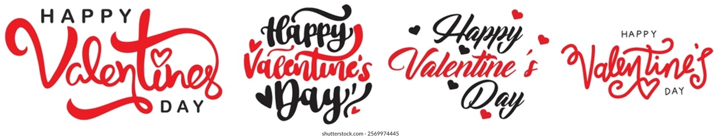 Set of Happy Valentine's Day text. 14 February text for card and poster design. valentine day text. text for 14 feb 