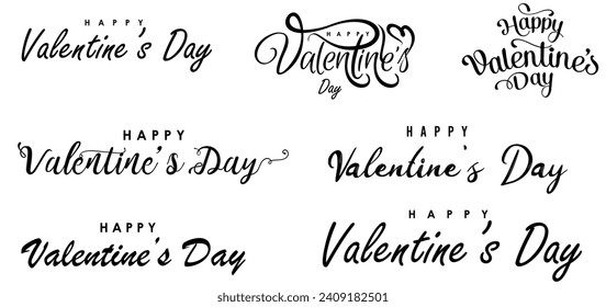 A set of Happy Valentine's day texts. Valentines Day greeting card template 