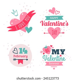 Set Of Happy Valentine's Day, Typographical Background