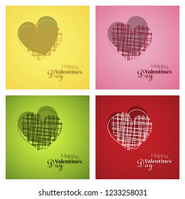 Set of Happy valentines day typography vector design with paper cut red heart shape hot air balloons flying in white background. Vector illustration.