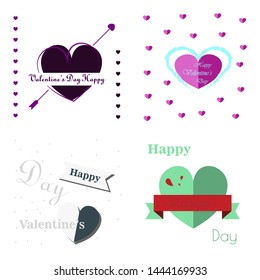 Set of Happy Valentines Day typography poster with handwritten calligraphy text, isolated on background. Vector Illustration