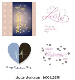 Set of Happy valentines day typography vector design with paper cut red heart shape hot air balloons flying in white background. Vector illustration.