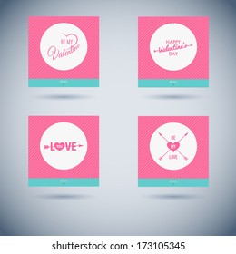 Set of Happy valentines day and weeding vector cards 