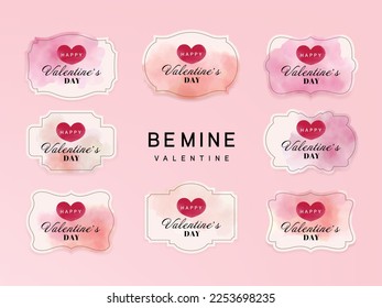 Set of Happy Valentine's label old fashion vintage style. Vintage banner brush stain paint vector.