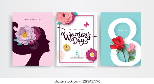 Set of Happy Women's Day poster design