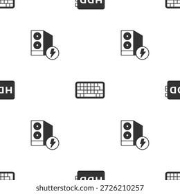 Defina a unidade de disco rígido HDD, o teclado e o gabinete do computador em um padrão perfeito. Vetor