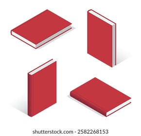 Set of hardcover book. 3D isometric mockup design. Isolated vector  illustration for banner, poster, presentation, infographic,  web, apps, and other uses.