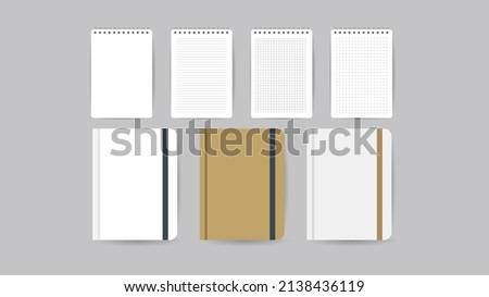 Set hardcover notebook on gray  background ,  Flat Modern design , Illustration Vector  EPS 10