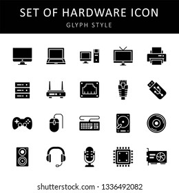 set of hardware icon design with creative modern concept and black and white outline style logo shape for pictogram, website, technology, web button design vector eps 10 - Vector 