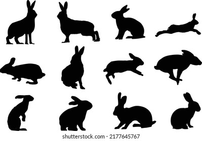 The set of Hare or Rabbit silhouette collection