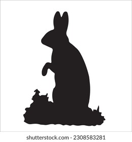 The set of Hare or Rabbit silhouette collection, black image