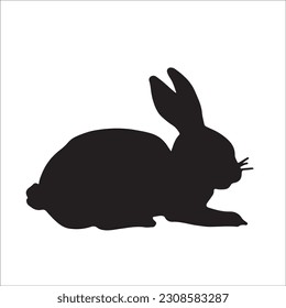 The set of Hare or Rabbit silhouette collection, black image