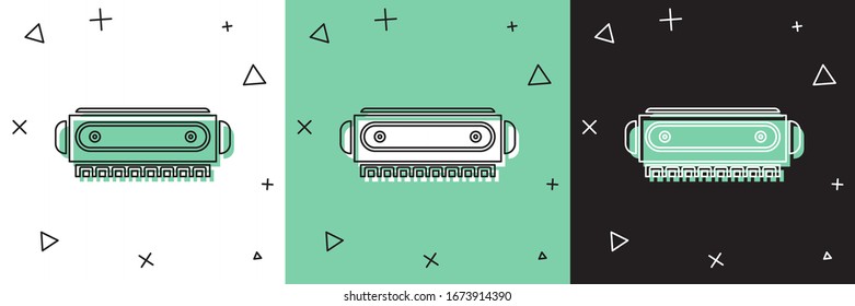 Set Harmonica icon isolated on white and green, black background. Musical instrument.  Vector Illustration