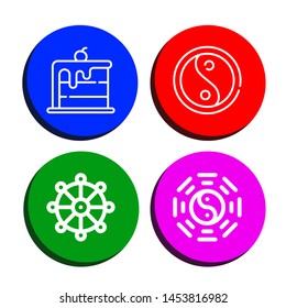 Set of harmony icons such as Rainbow, Yin yang, Buddhism, Taoism , harmony