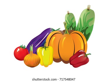Set of harvest of vegetables. Vector illustration of vegetables.
