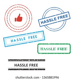 Set of Hassle Free stamps – vector