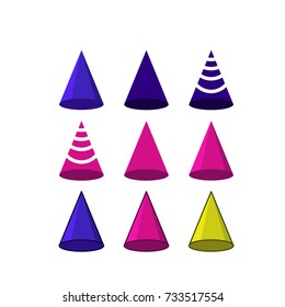 Set of hat birthday vector illustration.
