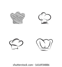 Set hat chef logo template vector illustration