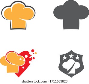 Set hat chef logo template vector illustration