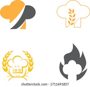 Set hat chef logo template vector illustration