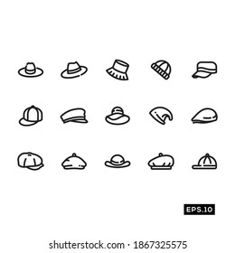 Set of HAT Icon. Hat Silhouette Sign Logo Vector