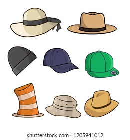 Set Of Hat Illustration isolated