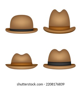 Set of Hat isolated on white background