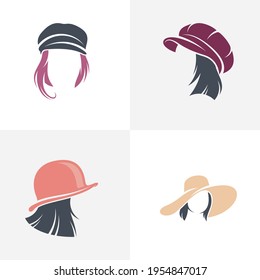 Set of Hat logo design vector illustration, Creative Hat logo design concept template, symbols icons