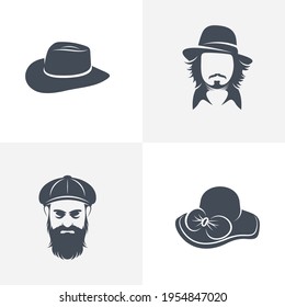 Set of Hat logo design vector illustration, Creative Hat logo design concept template, symbols icons