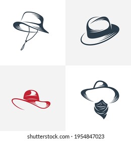 Set of Hat logo design vector illustration, Creative Hat logo design concept template, symbols icons