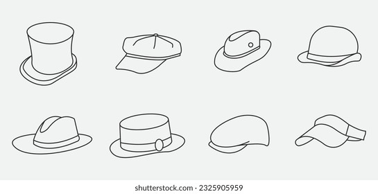 set of hat logo icon design, image hat vintage illustration design