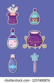 set hat with rabbit and cauldron, with potions effect