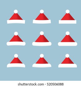 Set of  hat vector isolated on white background. Santa hat. New Year icon set. 