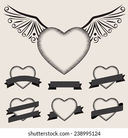 Set hatch valentine's icons. EPS10 vector