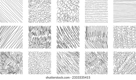 set of hatching element free hand sketch