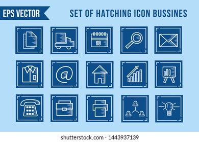 Set Of Hatching Icon Bussines With Rectangle Boxes