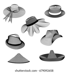The set of hats abstraction. Vector illustration