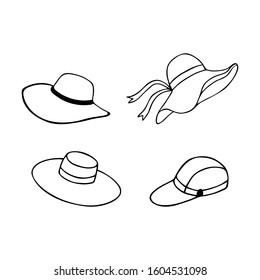 set of hats. eps 10 vector stock illustration. Hand drawing. outline