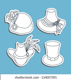 Set of hats in a graphic style. Vector Illustration.