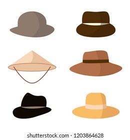 Set of hats. Head accessories of different types and styles vector design