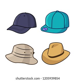 Set Hats Illustration Isolated Stock Vector (Royalty Free) 1205939854 ...