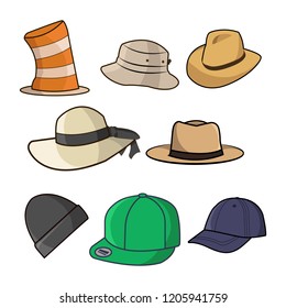 Set Of Hats Illustration on white background